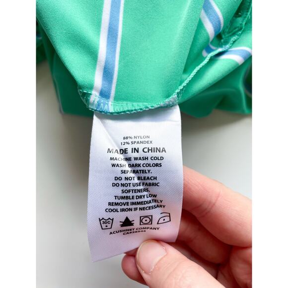 Men's FootJoy Green and Blue Striped Performance Polo Shirt Size Large - Picture 6 of 7